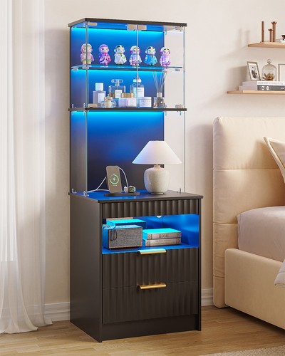 Fluted nightstand with - fluted,