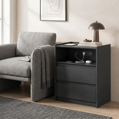 Black nightstand with - nightstand,